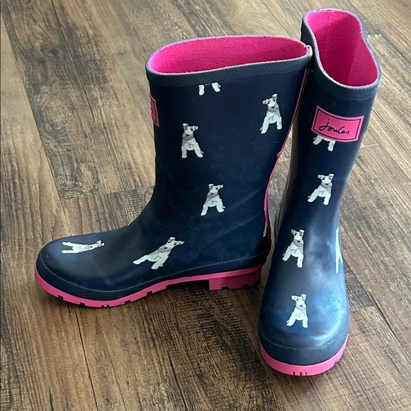 Navy and Pink Dog Print Rain Boots - Picture 7 of 8